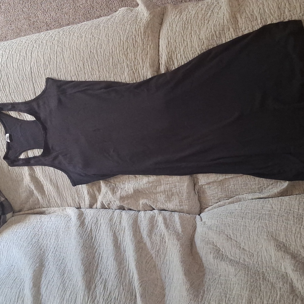 Splendid Black Ribbed Razor Back Tank Dress. XL